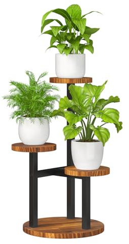 Bamworld Plant Stand Indoor Tiered Small Metal Plant Shelf for Multiple Plants 3 Potted Corner Flower Stand for Patio Garden Balcony Living Room Bedroom(3 Tier)
