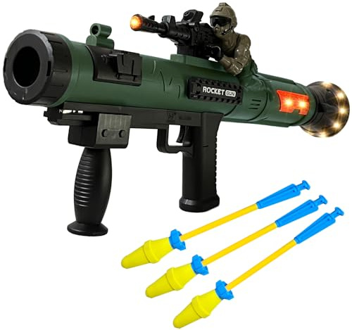 REGLORY Toy Rocket Launcher, Toy RPG Gun with 3 Foam Rockets (Green)