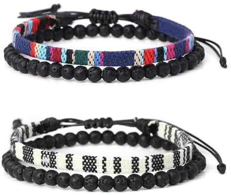 ZYFC Pack of 2 Handmade Pearl Bracelet - Men's and Women's Surfer Bohemian Beach Jewelry, Hippie Summer Chakra Beads Holiday Accessories