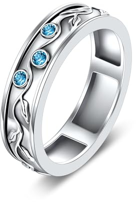 POPLYKE Silber Spinner Ringe 925 Sterling Silber Blatt Spinner Ring Fidget Ring Sterling Silber für Damen