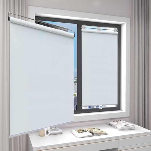 Tende A Rullo Con Sistema A Molla, Tende Avvolgibile Retrattili, 40x150cm 65x150cm 105x150cm, Parasole Temporanee Portatili, Tende Isolate Senza Foratura, Persiane Oscurante,White-60x150cm/24x59in