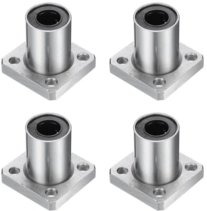 sourcing map LMK10UU Linear Ball Bearings 10mm Bore 19mm OD 29mm Length Square Flange Steel Cage for CNC Machine 3D Printer