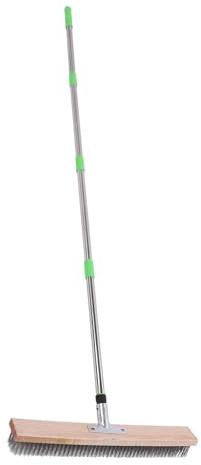 SIXRUN Escoba de Alambre de Acero Inoxidable, Escoba Fregadora de Alambre de Metal de 50 Cm con Mango Largo para Lavar Musgo, Lechada de Hormigón y Jardín