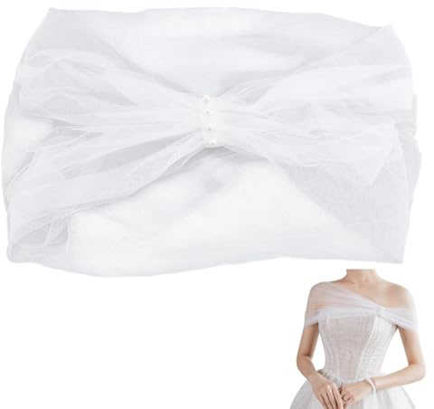 HOBBIESAY Weiße Tüll Schals Abnehmbare Braut Capelets Weicher Tüll Abendkleid Schal Brautschal Wrap Hochzeit Wraps Damen Mode Capes für Hochzeitskleid Oper Bälle und Party