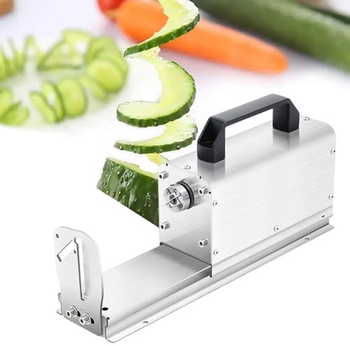 Affettatrice Elettrica Per Patate Tornado, Tagliapatate A Spirale Attorcigliata, Macchina Per Tagliare Le Verdure In Acciaio Inossidabile Più Spessa Con Maniglia, Con 3 Tipi Di Lame,110V