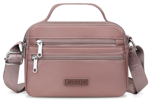 JANKS Sac à bandoulière pour femme en matériau recyclé - Taille moyenne - Pour téléphone portable - Avec large bandoulière, Rose, Mittel