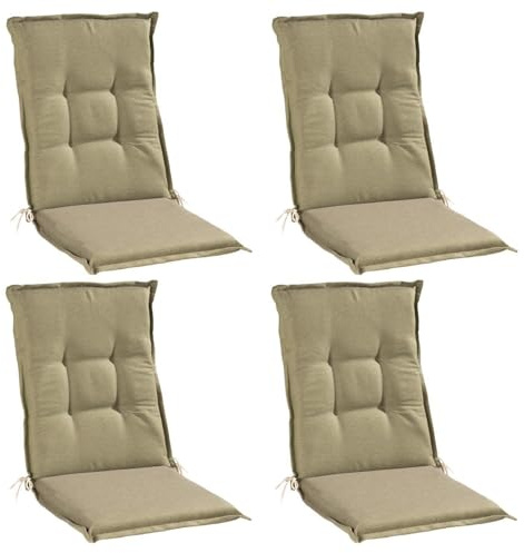 Home4You 4er Set Mittellehner-Stuhlauflagen Grün – Gartenstuhlauflage 108 x 50 x 7 cm – Polyester – Verstellbares Gurtband & Bindekordeln – Gefertigt in Deutschland