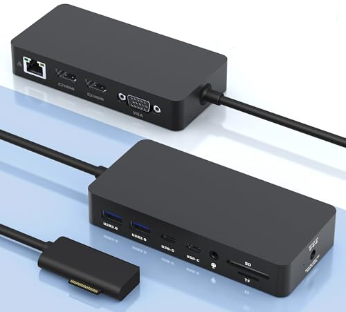 New Microsoft Surface Docking Station, 12-in-1 Triple Display Dual 4K HDMI & VGA, Surface Pro Dock for Microsoft Surface Pro 11/10/9/8/7/6/5/4/3, Surface Laptop 7/6/5/4, Surface Go, Book, Laptop Go