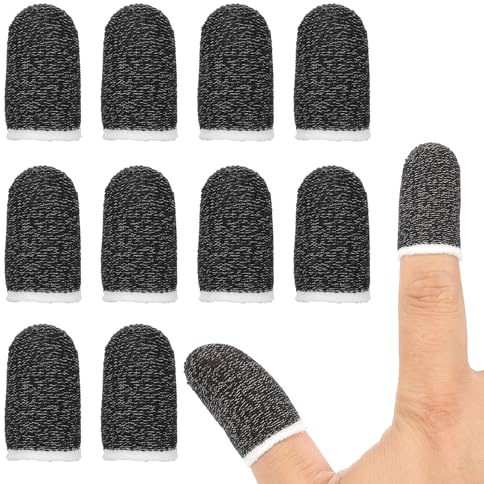 PATIKIL Manchon De Pouce pour Contrôleur, 12 Manchons De Doigt pour Jeu Mobile en Fibre Anti Transpiration Respirants pour Écrans Tactiles De Téléphones, Noir/Blanc