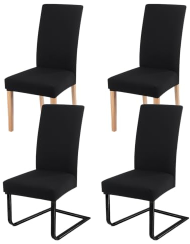 ZCLIKEU Stuhlhussen 4er Set Schwingstühle Universal Husse, Moderne Stretch Stuhlhussen Abnehmbarer Waschbarer Stühle für Haus, Küche, Hotel, Restaurant, Hochzeit Partys – Schwarz