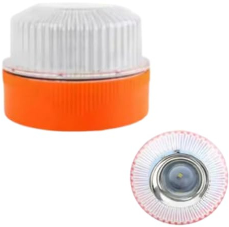 Galica Feu Clignotant V16 homologué-Balise de détresse-Lumière d'urgence -Lumière d'urgence Approuvé pour Signalisation Routière de Voitures et Motos- Flash Jaune, lampe Blanche avec Base Magnétique