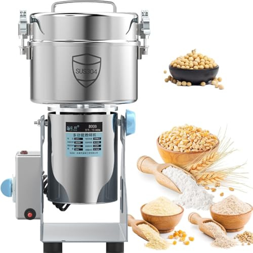 JIADUOFU Moulin à Grains électrique 1500-4500g, Acier Inoxydable, 3100W 32000tr/min, mouture Ultra-Fine à Grande Vitesse (30 s), pour diverses céréales, Herbes, épices et Noix séchées. 3000g