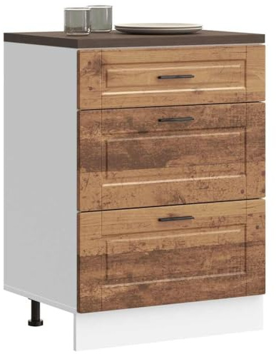 QINXIXINAIXI Mobiletto da cucina Porto, effetto legno antico, salvaspazio, con spazio per utensili da cucina e piedini regolabili