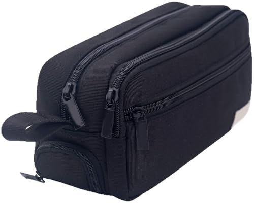Estuche portátil para lápices estético, caja multicapa para suministros escolares para gomas de borrar, reglas, marcadores, bolsa multicapa, caja de gran capacidad, Black