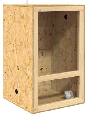 vidaXL Terrarium Braun 50 x 50 x 80 cm OSB, Rustikale quadratische Terrarium-Habitat, robuster Reptilienbehalter, beige Design, fürs Zimmer, gesundes Zuhause