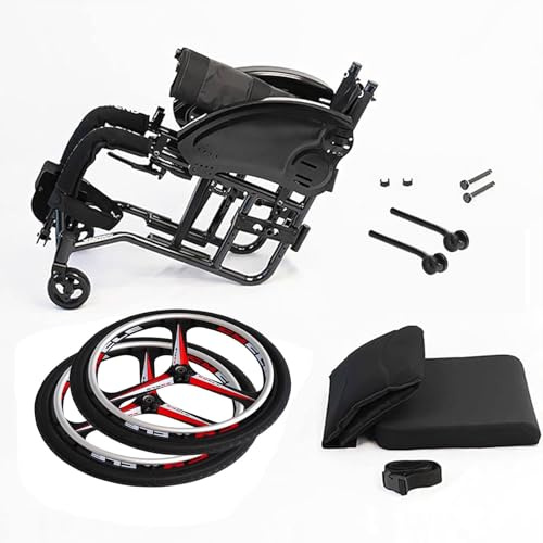 Professionell hopfällbar sportrullstol - Terräng, ultralätt, kapacitet på 90 kg, justerbar sits på 38 cm/42 cm för tävling och träning 38cmSeat