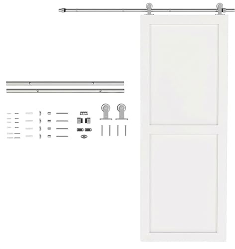 HOMCOM 152CM Quincaillerie porte coulissante de grange, rail porte coulissante de 76 cm de large, épaisseur 30 mm, charge 80 kg, robuste en acier inoxydable 304, argenté