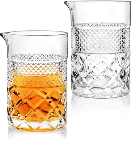 Paysky 2 Pack Cocktail Mixing Glass - Premium 22oz - Solid, Stable, Sturdy Crystal Mixing Glasses Barware for Martini Cocktail