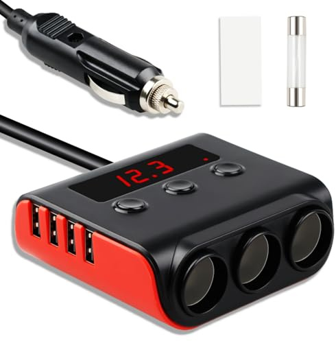 7 in 1 Cigarette Lighter Adapter 120W Car Charger Splitter Multi Socket