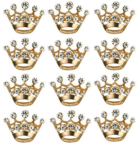 ULTNICE 12pcs Tiara Krone Brosche Pin Hochzeit Party Pageant Brosche (Gold)