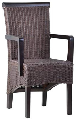 MiaMöbel Armlehnstuhl Rattan 53x98x49 cm Modern Massivholz Rattan Mahagoni Braun