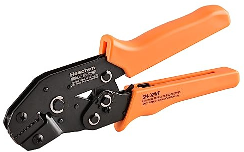 Heschen Mini Spärrtång tång SN-02WF, kabeländsterminaler krympverktyg, använd för 0,14-2,5 mm² (26-13 AWG), Orange