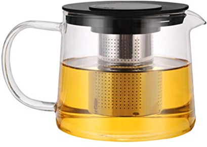 BESTonZON 1500 ml Glas Teekanne Teebereiter Glaskanne Edelstahl mit Infuser Teesieb Hitzebeständige für Tee Kaffee Teeblumen Teerosen (Transparent)