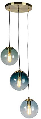 Qazqa Art Deco Pendelleuchte, Pendellampe - Pallon - Gold, 3-flammig, 45cm,