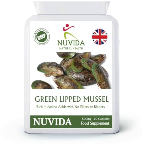 Nuvida Green Lipped Mussel Capsules - High Strength Green Lipped Mussel for Humans - 90 Capsules - Ethically Sourced Green Lipped Mussel Extract from a Sustainable Environment in New Zealand
