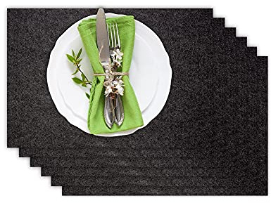 Casoro 6er Platzset aus waschbarem Filz, Platzmatten je 30x44cm in anthrazit, edles Tischset perfekt zu jeder Einrichtung