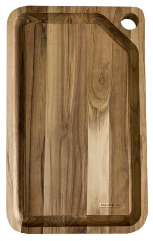 Tramontina - TRAMONTINA- Planche à Découper Kitchen 40x24x1,8cm en Bois de Teck FSC - Rigole à Jus pour viande. Qualité Premium, Durable et Écologique. Parfaite pour Préparer et Servir.
