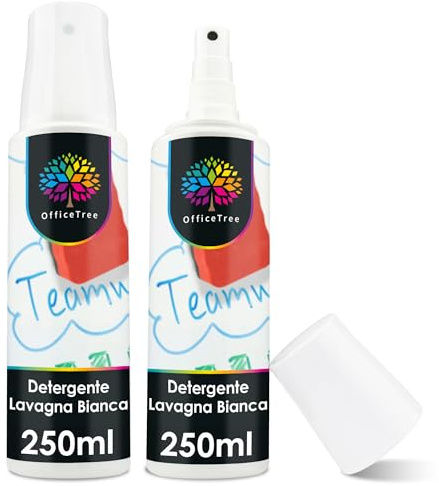 OfficeTree 2 x 250 ml whiteboardrengöringsspray – whiteboardspray för rengöring – whiteboards magnetiska tavlor blädderblock – whiteboard-rengöringsspray – effektiv whiteboard-suddgummi spray
