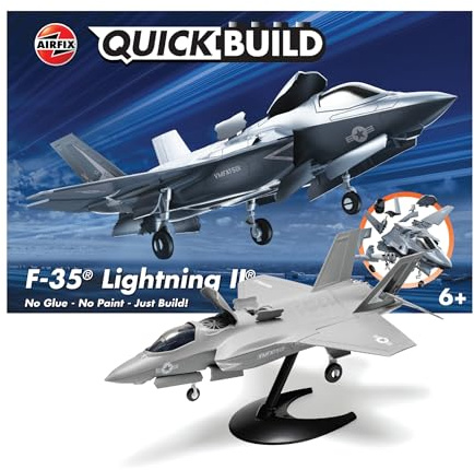 Airfix QUICKBUILD flygplanskit för modell – F-35B Lightning II planbyggsats för barn 6+, byggleksaker för pojkar och flickor, inget lim modellbyggnad – modellflygplan startset, flygplansgåvor