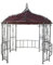 Pergola Almeria, Rundpavillon Garten Pavillon, stabiles Stahl-Gestell Ø 3m - rot-braun