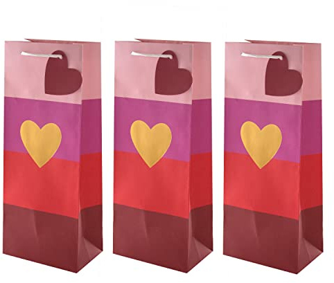 Hallmark Love Hearts Bottle Bag Bundle - 3 Bags in 1 Contemporary Design Pink & Red 25569932
