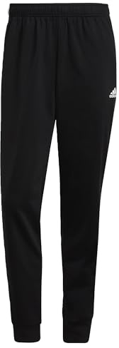 adidas Uomo Essentials Warm-Up Tapered 3-Stripes Track Pants, Black / White, S Tall