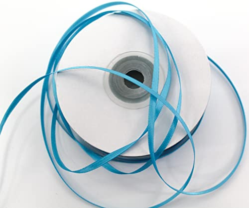 CaPiSo 100m Doppelseitig 3mm Satinband Glänzend Premium-Qualität Satin Schleifenband Fließend schmales Dekoband Geschenkband doppelseitig (Eisblau, 100m3mm)