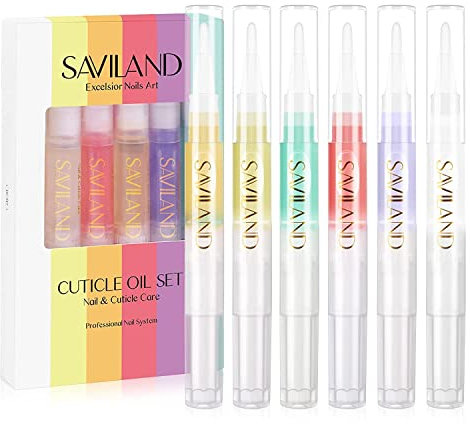 Saviland 6 Stück Nagelöl Stift Cuticle Oil Nagelhautöl für Nägel, Nagelpflegestift Nagelhaut-Öl-Stifte mit Vitaminen, Nagelpflege Nagellack Stift, für die Reparatur von Rissigen und Trockenen Nägeln