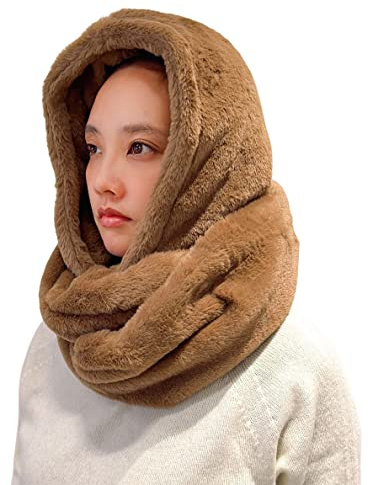 Lina & Lily Kapuzenschal Damen Winter Loop Schal aus Kunstfell
