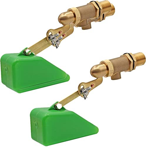 MUALROUS 2PCS 1/2 Brass Valve with Plastic Floating Valve for Tank Mounting, Floating Ball Valve with Adjustable Arm for Aquarium Sheep Waterer