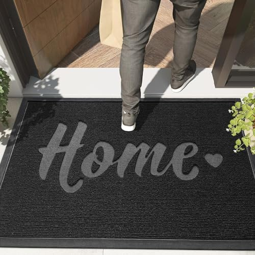 Color G Fußmatte Außen 90 x 150 cm, Waschbar Fussmatte Aussen, Außenbereich Fussmatten Haustür Fußmatte Outdoor Wetterfest, Schmutzfangmatte rutschfest für Eingang, Flur, Garten (Schwarz)