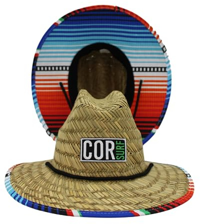 COR Surf Kids Straw Hat Summer Beach Hat for Boys and Girls Classic Lifeguard Sun Hat (Sarape, 50 CM)
