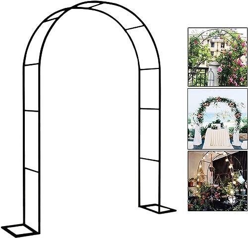 MISKYN W350cm Arche De Jardin Décoration Plantes Grimpantes Acier Treillis Arche À Rosiers W240x220cm W180x220cm Arche En Métal Pour Intérieur/Extérieur Mariage Anniversaire Fête Noir,Noir,W1.4M*H2.3M