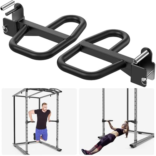 SELEWARE Multi Grip Extension de barre à dips pour 2 x 2 pouces avec trou de 1 ou 5/8 pouces Power Rack, poignées larges et étroites Extension de Squat Rack pour la musculation, capacité de 500 lbs