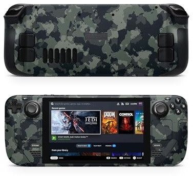 Skins4u Full Skin Set Schutz Folie für Steam Deck, individuell Sticker Vinyl Klebefolie für Steam Deck Handheld Gaming-PC (Shadow Camo grün)