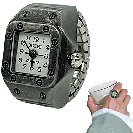 Lumiscent Finger-Vintage-Uhr, förmige Fingeruhr, Fingeruhr mit verstellbarem Gummiband, Vintage-Fingeruhr für Herren und Damen