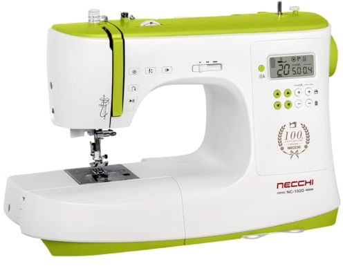 Necchi NC-102D Computernähmaschine – 200 Stichprogramme, 8 automatische Knopflöcher, Horizontalgreifer, LCD-Display, LED-Beleuchtung & Start/Stopp-Funktion