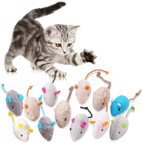 Adiwo Catnip Mouse Toys, 12PCS Juguetes de Hierba Gatera para Gatos
