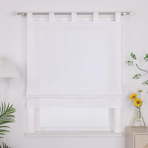 Joyswahl Tenda a pacchetto con passanti, tinta unita, per soggiorno, finestra, ricamata, motivo Alwine, opaca, larghezza 140 x altezza 140 cm, colore bianco, confezione da 1