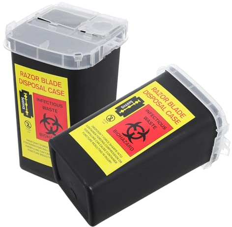 DOITOOL 2 Stücke Klingen Recycling Box Rasierklingen-Boxen Zum Aufbewahren Gebrauchte Klingen Tragbarer -Spender Mit Verriegelungsdeckel Für Sichere Entsorgung Zu Hause Und Auf Reisen